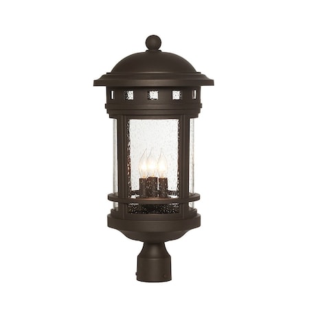 Designers Fountain Sedona 3-Light Oil Rubbed Bronze Cast Aluminum Line Voltage Outdoor Weather Resistant Post Light 2396-ORB